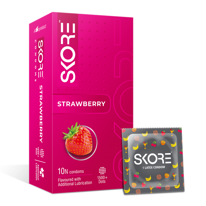 Skore Colored And Flavoured Condoms - Strawberry Skore Colored And Flavoured Condoms - Strawberry