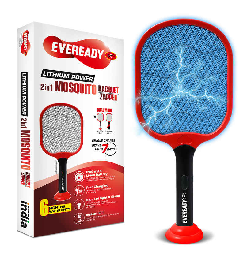 Eveready 2-in-1 Mosquito Racquet & Zapper with Auto Mode and UV Light Eveready 2-in-1 Mosquito Racquet & Zapper with Auto Mode and UV Light