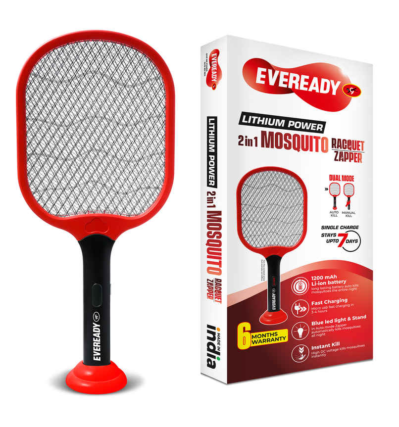Eveready 2-in-1 Mosquito Racquet & Zapper with Auto Mode and UV Light