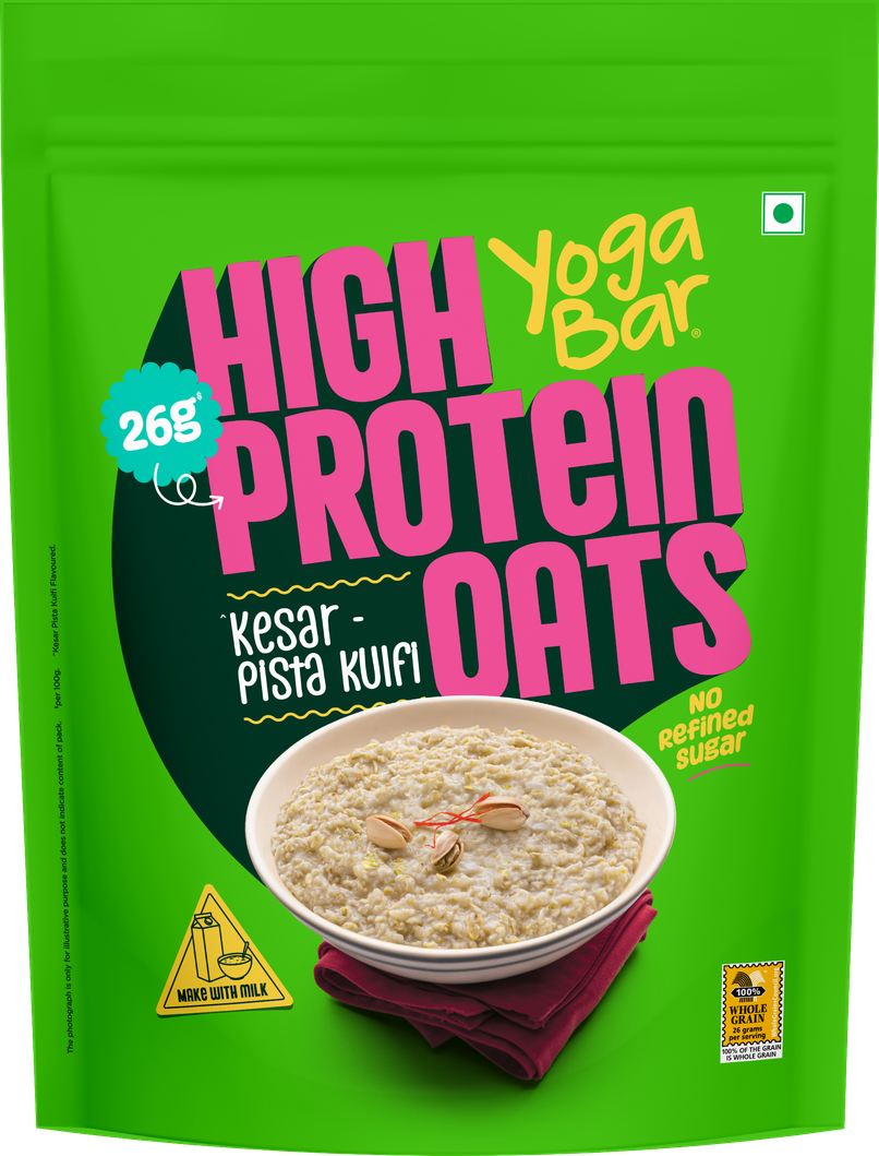 Yogabar 26g High Protein Oats| Kesar Pista Kulfi | No Refined Sugar