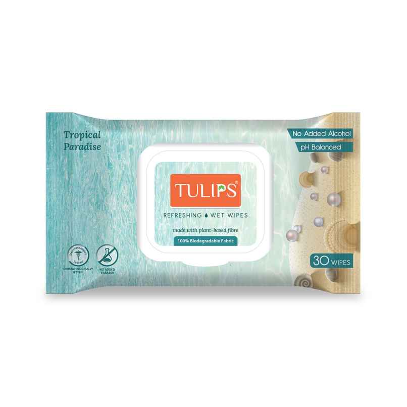 Tulips Refreshing Wet Wipes Tropical Paradise LID | 30 Pulls Per Pack