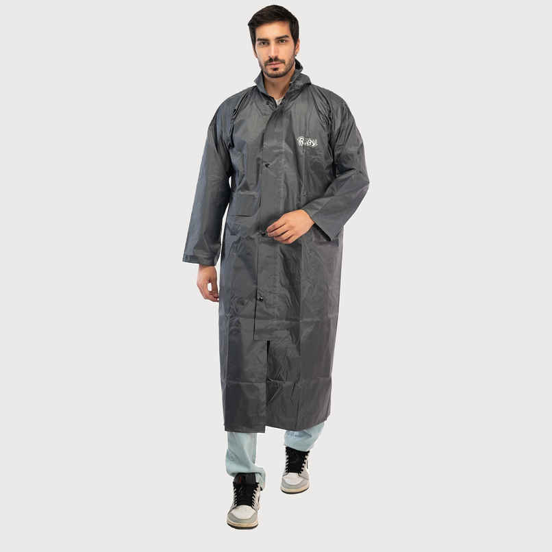 Fendo Ruby Cindrella Rain Coat for Men Long Overcoat Bike Rain Jacket | Grey | XXL Fendo Ruby Cindrella Rain Coat for Men Long Overcoat Bike Rain Jacket | Grey | XXL