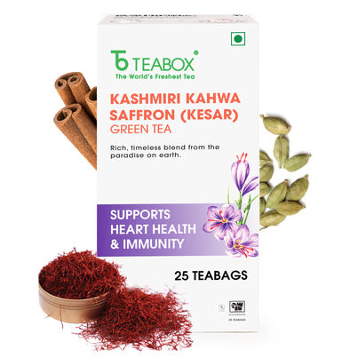 Teabox Kashmiri Kahwa Kesar Green Tea Bags Teabox Kashmiri Kahwa Kesar Green Tea Bags