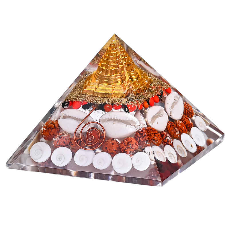 Shree Yantra Pyramid | Original Gomti Chakra Vastu Item for Home & Office Spiritual Gift | HINDCRAFT