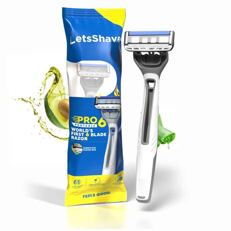 LetsShave Pro 6 Portable Razor for Men | World's First 6-Blade Shaving Razor