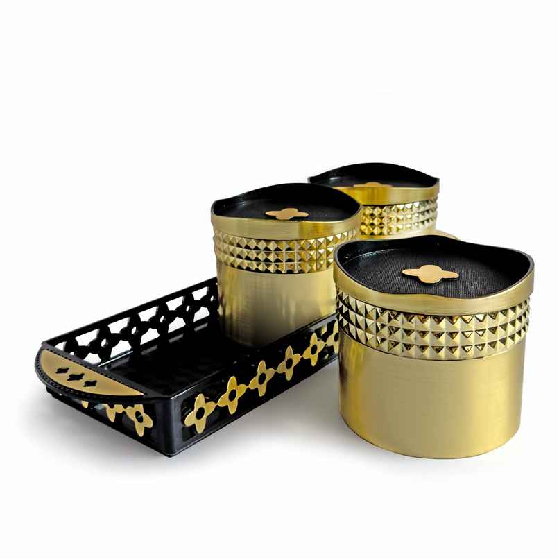 Jaypee Plus Floret Festive Jar Set With Tray, Air Tight Containers, Dry Fruit/Candy Set