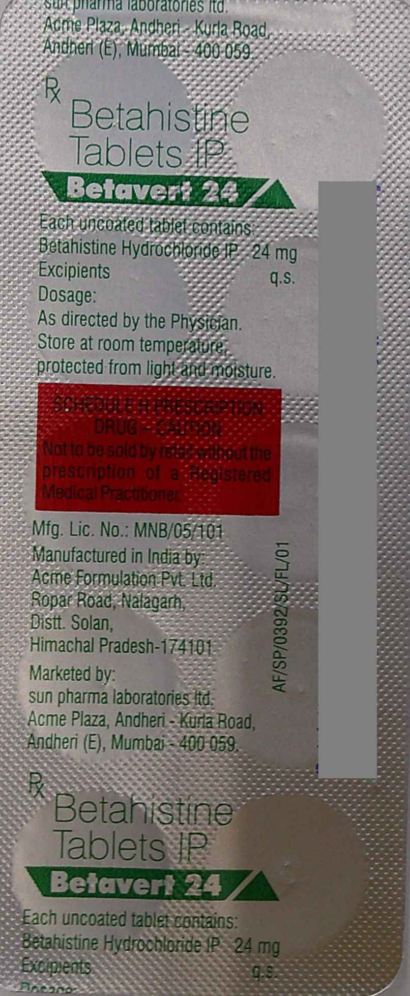 Betavert 24 Tablet