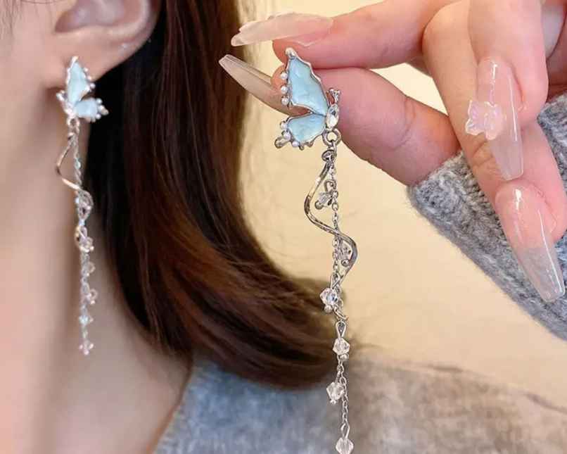 Estailo Fashion Mermaid Butterfly Earrings for Women | Stylish Lightweight Statement Jewellery | E0000904