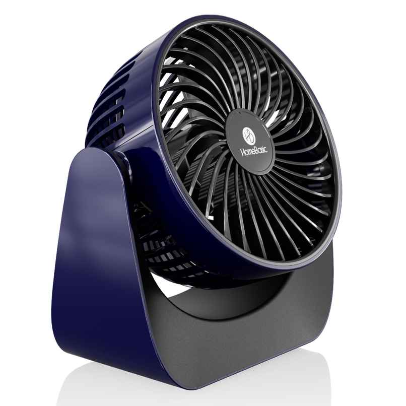 Homebasic Mini Rechargeable USB Portable Fan, 360 Degree Rotation, Handheld & Desk Fan | Blue