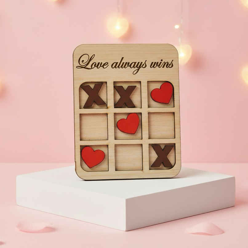 Wooden Love Always Wins Tic Heart Toe Game Board | Valentine Gift | EcraftIndia Wooden Love Always Wins Tic Heart Toe Game Board | Valentine Gift | EcraftIndia