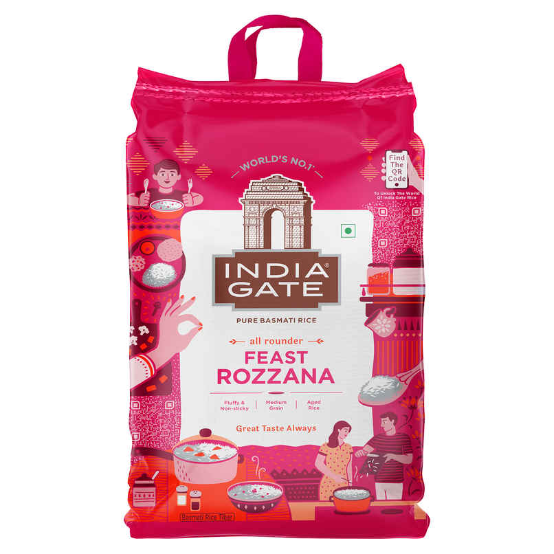India Gate All Rounder Feast Rozzana Basmati Rice | Aged Rice | Fluffy and Non-Sticky