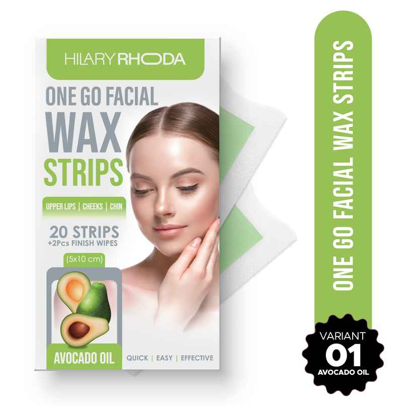 Hilary Rhoda One Go Facial Wax Strips | Ready-To-Use Facial Wax Strips | Avocado Oil - Shade 01