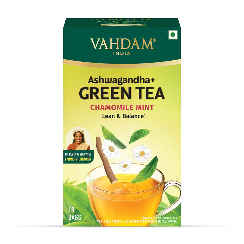 Vahdam Ashwagandha Green Tea Chamomile Mint