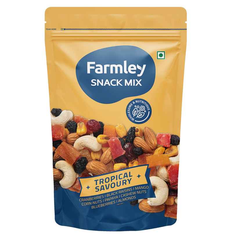 Farmley Snack Mix Dry Fruits | Cranberries | Blueberries | Mango | Almonds | Cashews & More