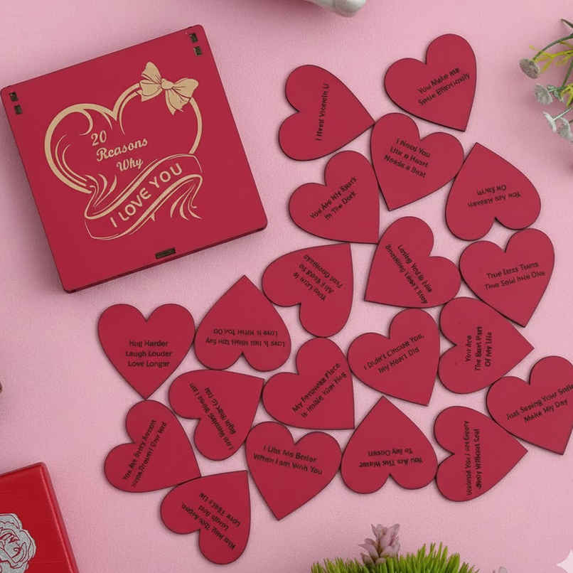 Wooden Love Notes Message Heart Gift Box Set | eCraftIndia