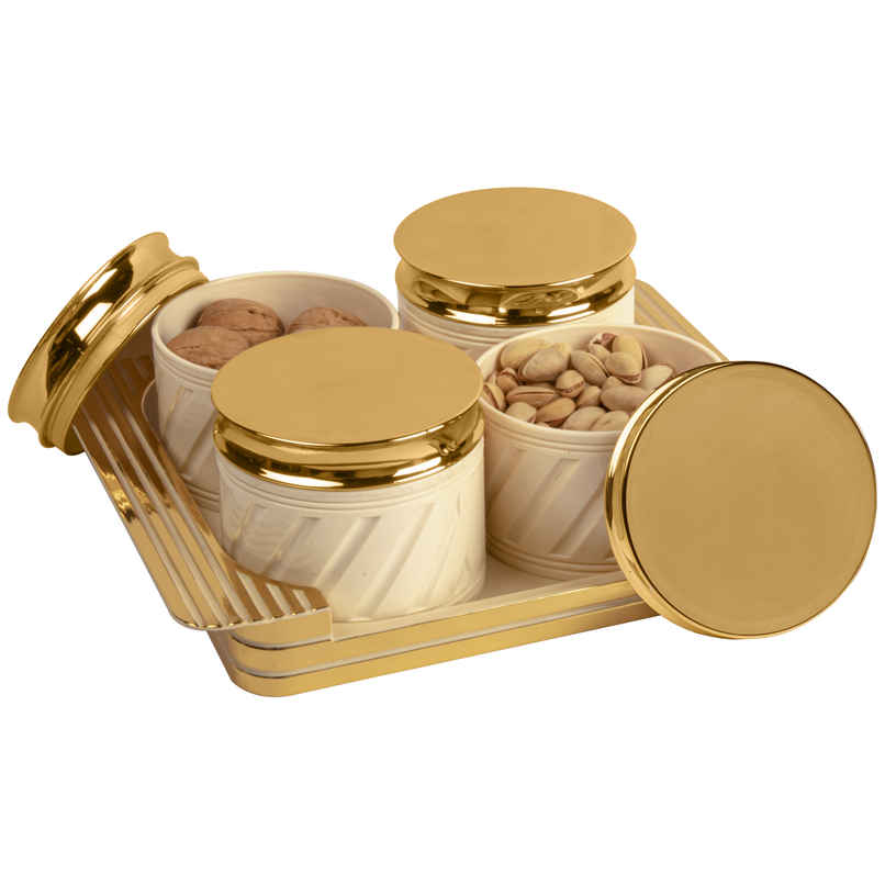 Selvel Airtight Dry Fruit Container|430ml|With Lid & Tray|Sweets, Snacks,Chips|EleganceIvory