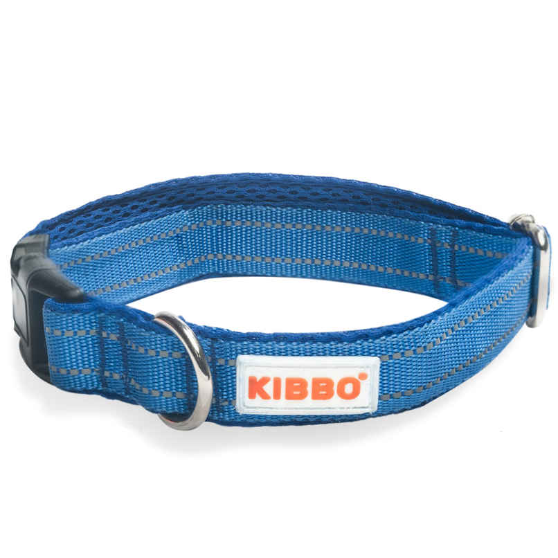 KIBBO Padded Reflective & Adjustable Dog Collar | Blue - Large KIBBO Padded Reflective & Adjustable Dog Collar | Blue - Large