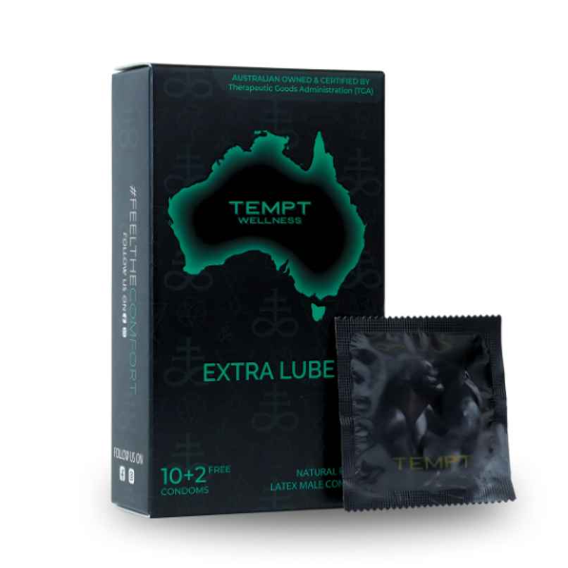Tempt Wellness Extra Lube Condoms | Maximum Lubrication | Premium Natural Latex Tempt Wellness Extra Lube Condoms | Maximum Lubrication | Premium Natural Latex
