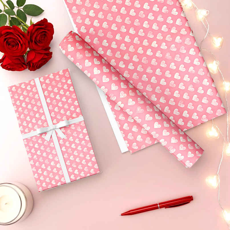 Elegant Pink Hearts Gift Wrapping Paper | Bright Storey