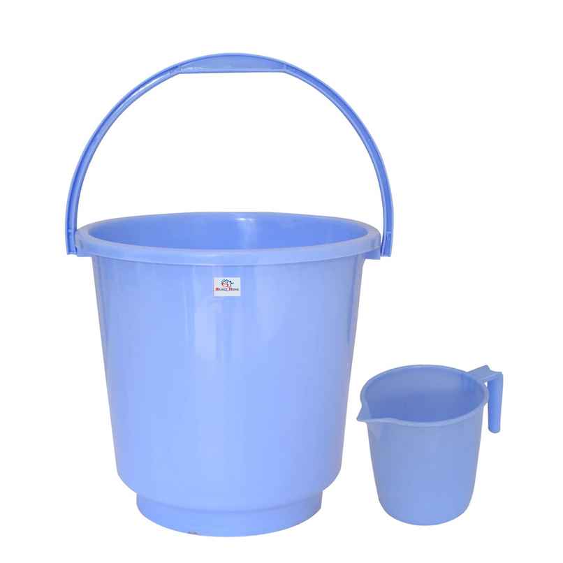 Kuber Industries 2 Pieces Plastic Bathroom Bucket & Mug Set (Blue)