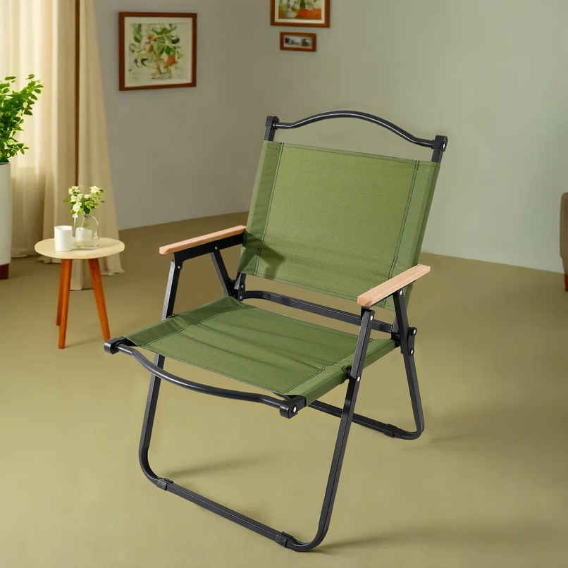 Kuber Industries Portable Foldable Travel Chair | Camping Cloth Kurchi | Green