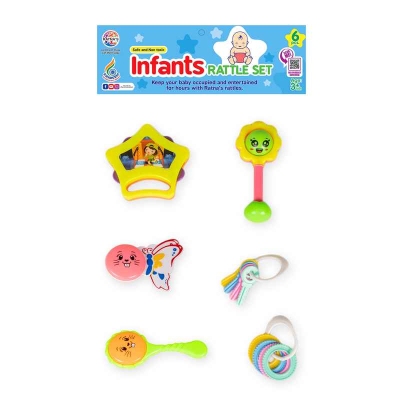 Ratna's Infants Rattle Set 6 Pcs | Assorted