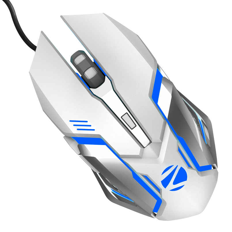 Zebronics Transformer-M Gaming Wired Mouse, 6 Buttons, Multicolor Led Lights,High-Resolution Sensor with max 3600 DPI, and DPI Switch - White