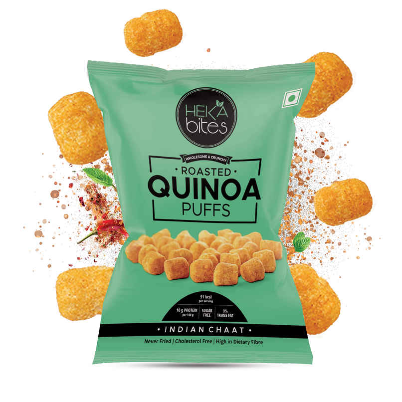 Heka Bites Roasted Quinoa Puffs Indian Chaat | Low Calorie & Healthy Snacks Heka Bites Roasted Quinoa Puffs Indian Chaat | Low Calorie & Healthy Snacks