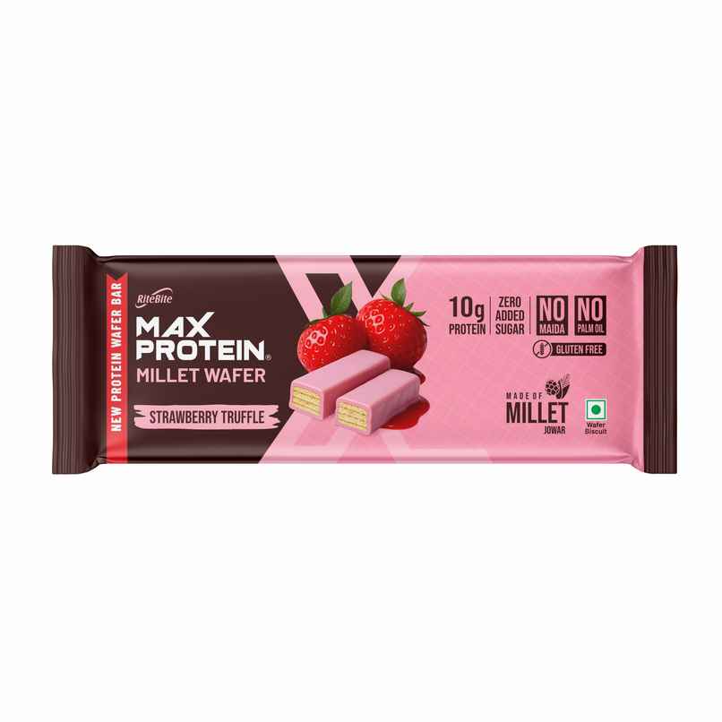 RiteBite Max Protein Strawberry Truffle 10g Protein Millet Wafer Bar