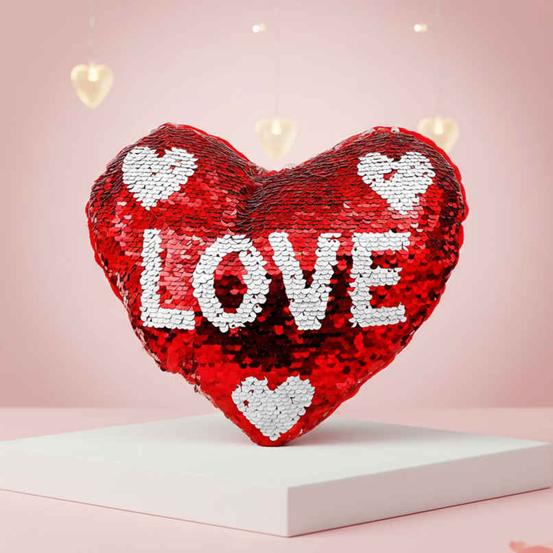 Heart Shape Love Pillow Cushion | Red White | EcraftIndia