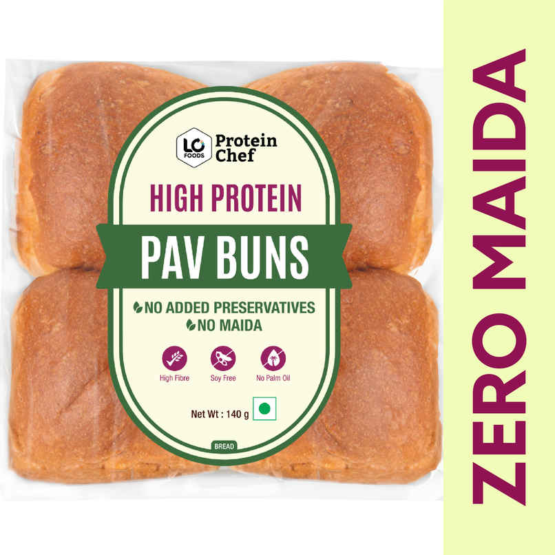 Protein Chef High Protein Pav Bun (Zero Maida, Multigrain) - Made with MP Sharbati Wheat