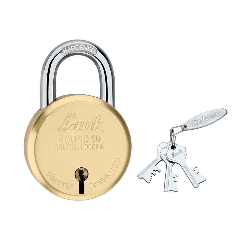 Link stainless steel New Round Brass 50 mm with | 3 Silver Keys Link stainless steel New Round Brass 50 mm with | 3 Silver Keys