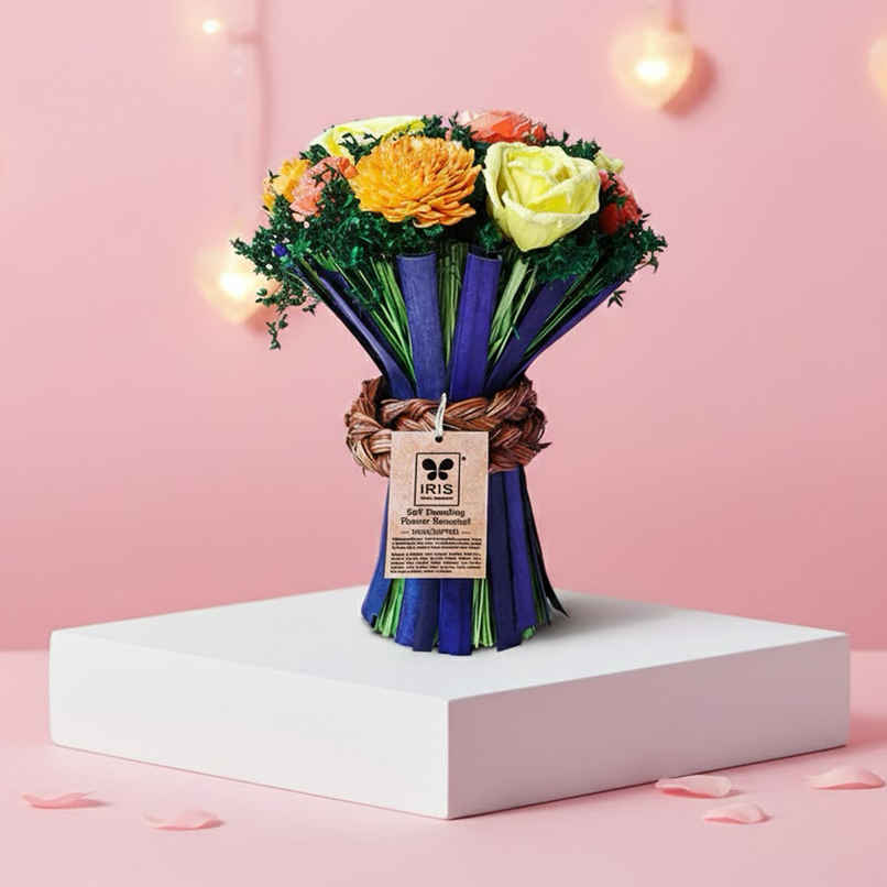 Dry Flower Bouquet in Yellow & Peach | Decorative Dried Flowers | IRIS