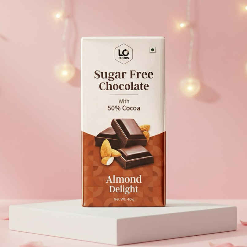 Lo Foods Almond Sugar Free Dark Chocolate Bar | Premium Cocoa Butter Healthy Chocolate
