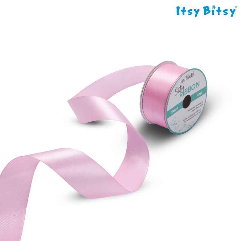 Itsy Bitsy Satin Ribbon | 25 mm | Baby Pink | 4 m | 1 Roll | LB Itsy Bitsy Satin Ribbon | 25 mm | Baby Pink | 4 m | 1 Roll | LB