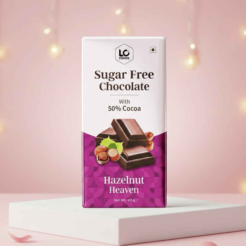 Lo Foods Hazelnut Sugar Free Dark Chocolate Bar | Premium Cocoa Butter Healthy Chocolate