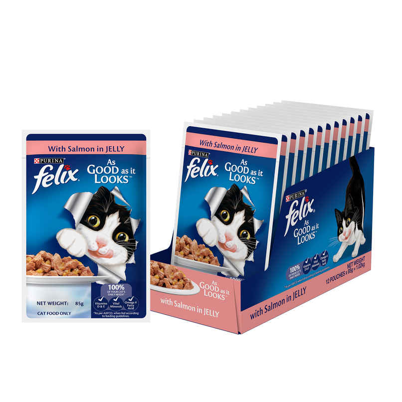 Purina Felix with Salmon in Jelly | Wet Food for Adults | Complete and Balanced Adult Food