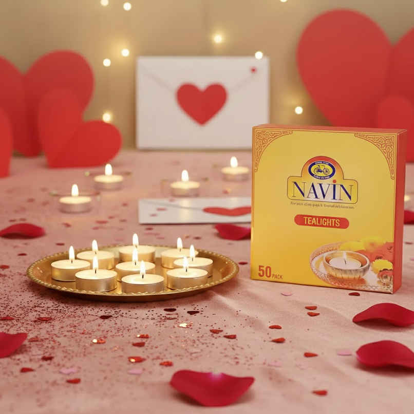 Navin Tealight Candles | Wax | Pack Of 50 | 8 g Each | Cycle