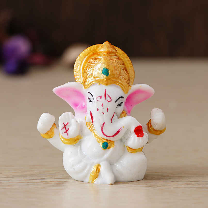 eCraftIndia White Lord Ganesha Idol with Golden Mukut eCraftIndia White Lord Ganesha Idol with Golden Mukut
