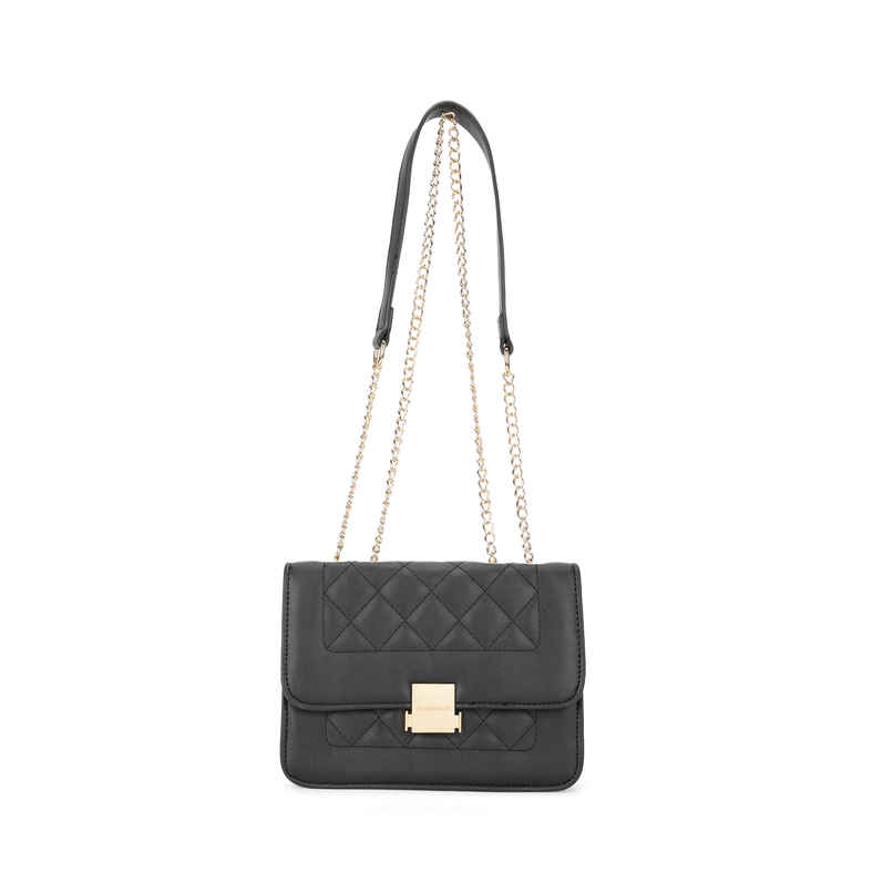 Fastrack Structured Quilted Sling Bag for Women | Black