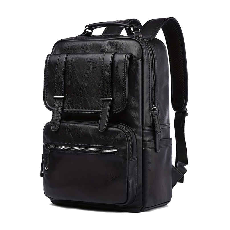 Fur Jaden Unisex Solid Vegan Leather 22 L Laptop Backpack | Black - 15.6 Inches