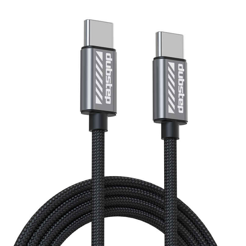 Dubstep Blaze Flash 65W Type-C to Type-C Nylon braided 1.25m Data Fast Charging Cable (Compatible with Mobile, Tablet, Laptop,One Cable) - Grey