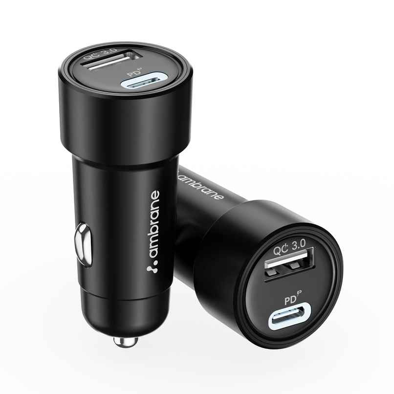 Ambrane 51W Fast Car Charger with Dual Output (usb + Type C) for iPhone & Android Smartphones (C51)