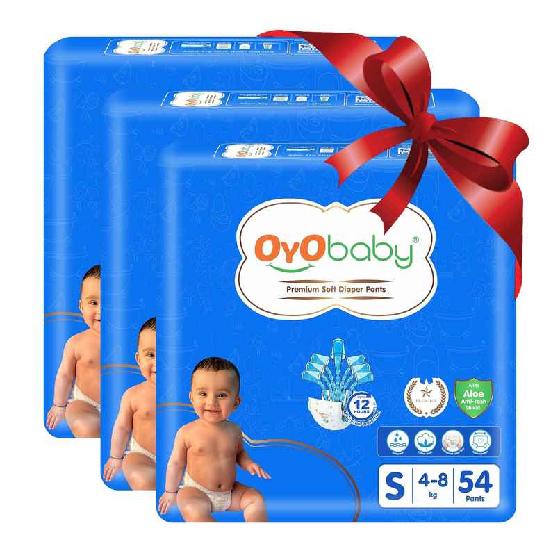 Oyo Baby Diaper Pants, Size 4-8 Kg Baby Pack Of 3 12 Hours Absorption