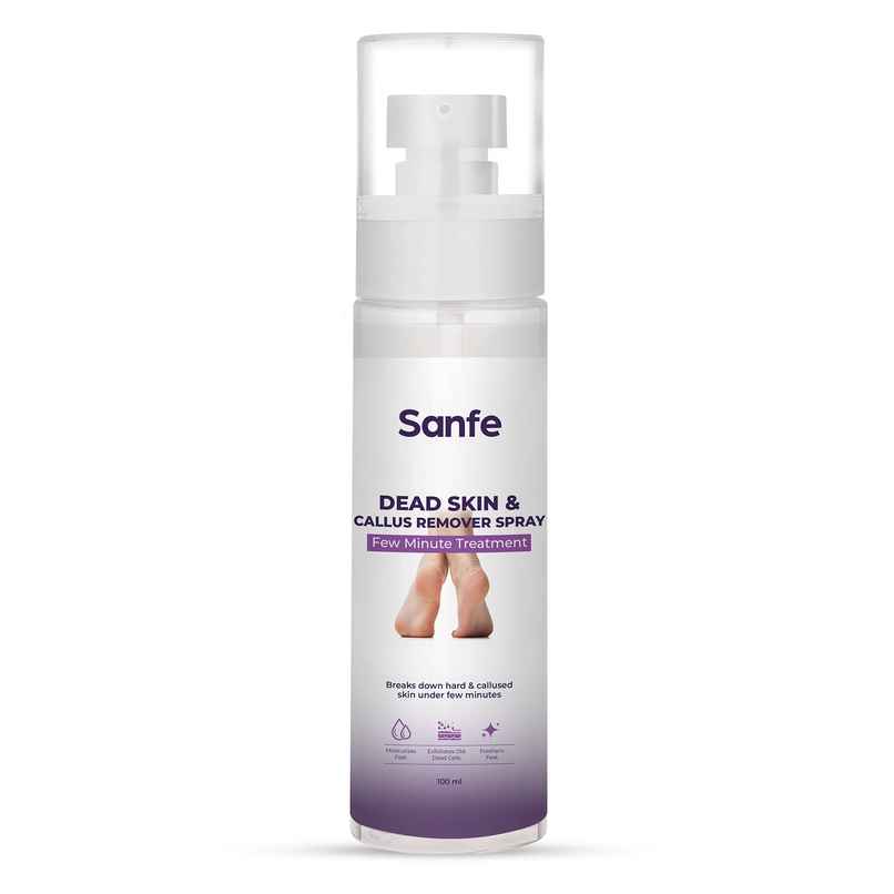 Sanfe Dead Skin & Callus Remover Spray Freshens, Exfoliates - For Dry & Cracked Feet