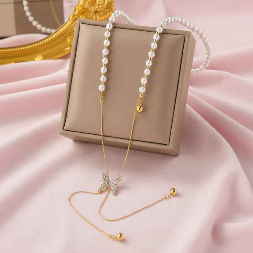 Fashion Frill Women's Butterfly Pendant Chain Gold Onesize