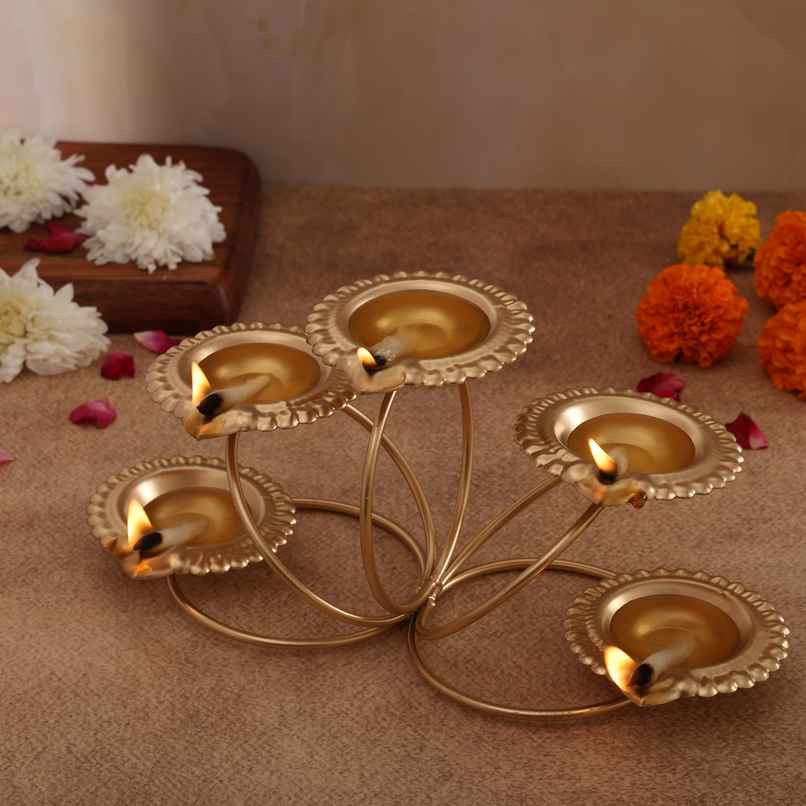 Tealight Candle Holder for Home Decor | Metal Diya | Gold | Urban Born Tealight Candle Holder for Home Decor | Metal Diya | Gold | Urban Born