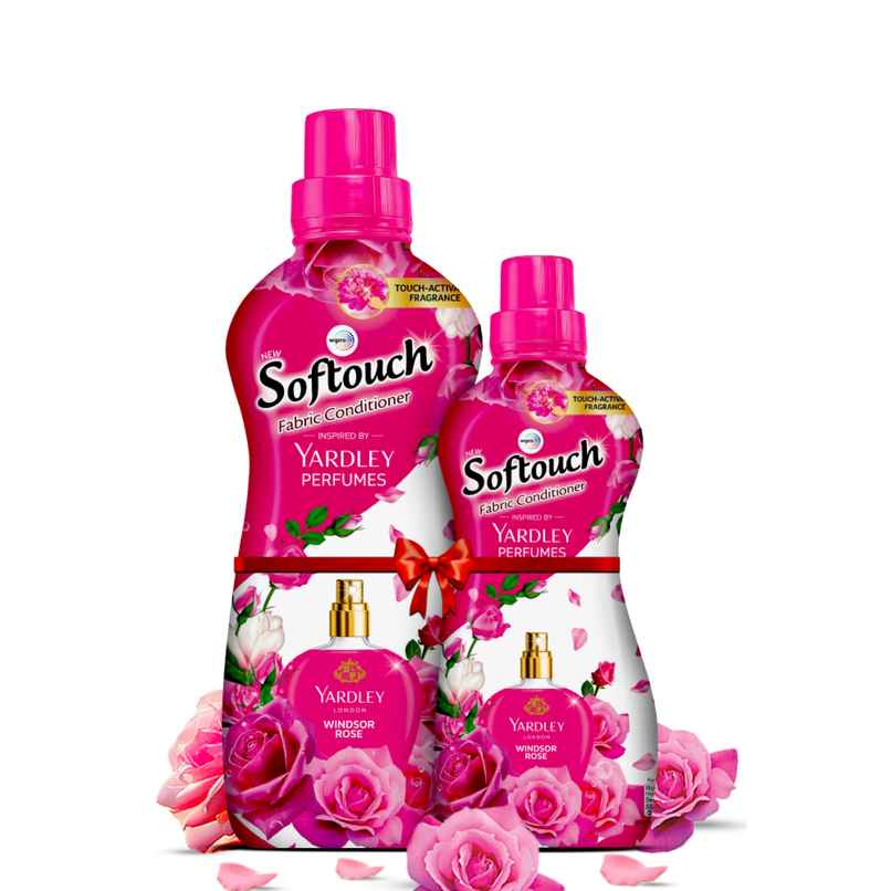 Softouch Yardley Fabric Conditioner|Long lasting fragrance for Clothes|Windsor Rose - 800 + 210 ml Softouch Yardley Fabric Conditioner|Long lasting fragrance for Clothes|Windsor Rose - 800 + 210 ml