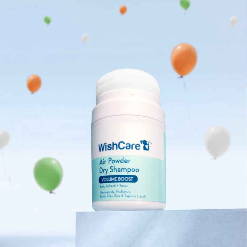 WishCare Air Powder Dry Shampoo for Oily Hair & Scalp - No White Cast & Aerosol - Volume Boost