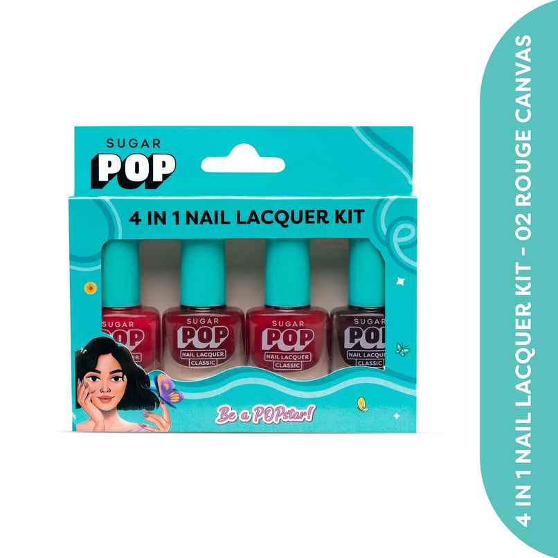 SUGAR POP 4 in 1 Nail Lacquer Kit- 02 Rouge Canvas SUGAR POP 4 in 1 Nail Lacquer Kit- 02 Rouge Canvas